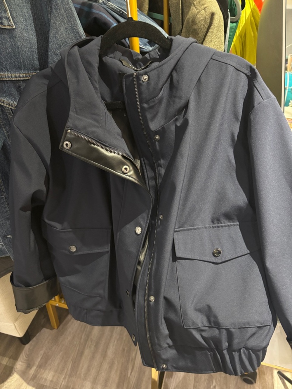 Tahari Rain Jacket Leather Details